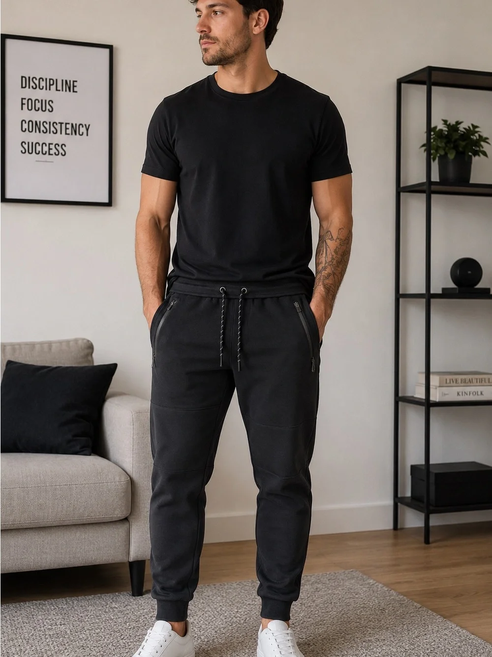 Aeropostale Men's Black Slim Jogger Sweatpants
